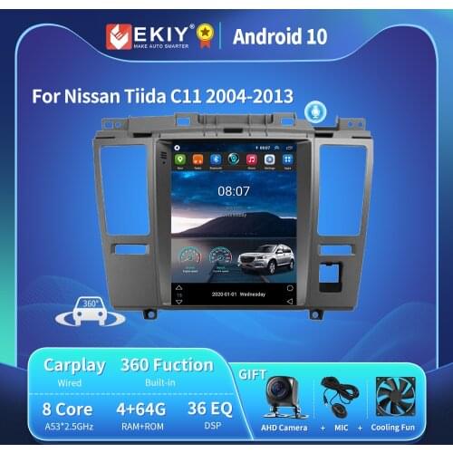 EKIY For Nissan Tiida C11 2004-2013 Android10 Car GPS Navigation Radio Stereos Multimedia Vertical Tesla Screen 2 Din DVD Player