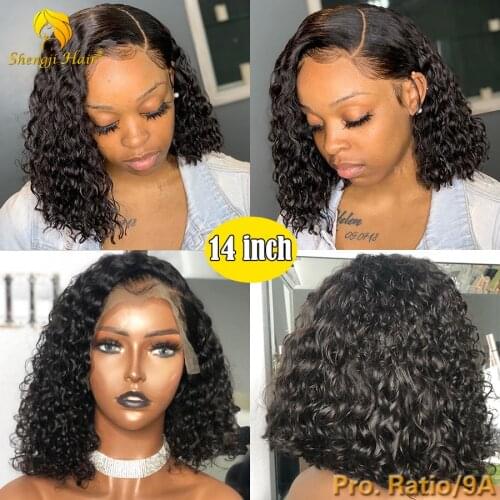 Lace Front Human Hair Wigs Pre Plucked Brazilian Remy Lace Front Human Hair Wig Mid-length Short Bob Curly Lace Front Wig