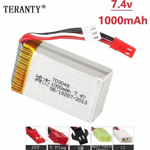 7.4v 1000mah 703048 Lipo Battery For MJXRC X600 U829A U829X X600 F46 X601H JXD391 FT007 Lipo Battery 7.4 V RC toy battery 1pcs