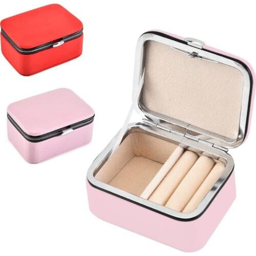 Small Travel Jewelry Display Box Portable Jewellery Case PU Leather Container L4ME