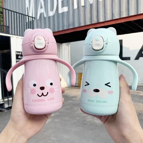300ml Baby Cute Feeding Cup Stainless Steel Milk Thermos for Children Insulated hot water Bottle leak-poof thermal Cup