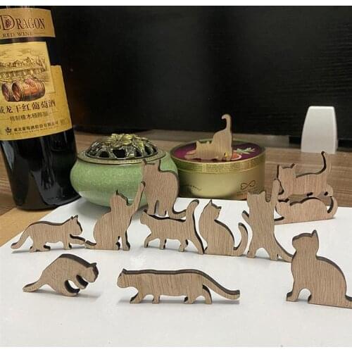 Desktop Yoga Mini Wooden Dolls Cat-shaped Dolls For Yoga Lovers 3D Assembling Building Blocks Decoration Toys Best Gift