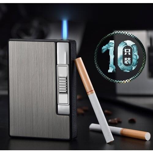 Unusual 10PCS Automatic Cigarette Case Metal Cigarette Boxes Cigarette Holder Case Lighter Gadget Tools For Gadgets For Men