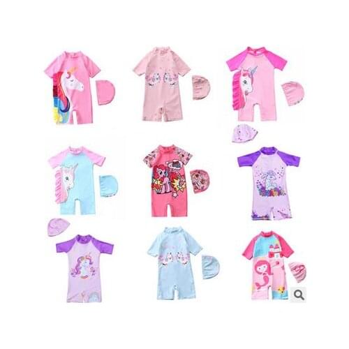 2021 New Girls Swimsuits Unicorn One Piece Perfect Quality Pink Swimwear For 1-10years Little Girl Children Swimwear Fashion
