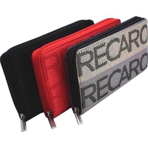 New JDM Style RECARO Zipper Wallet Racing Car Wallet Key Case Credit Business Card Holders