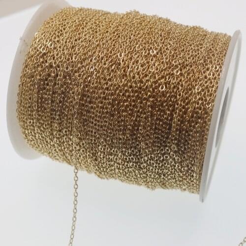 1-2mm 1m Vacuum plating Gold flat O shape flash shine Thin Chains for Necklace Jewelry Material Accessories