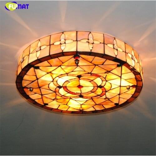FUMAT Tiffany Ceiling Lamps LED Natural Shell Shade Lamps Living room Retro Baroque Ceiling Lights For Bed Room Ceiling Lamp