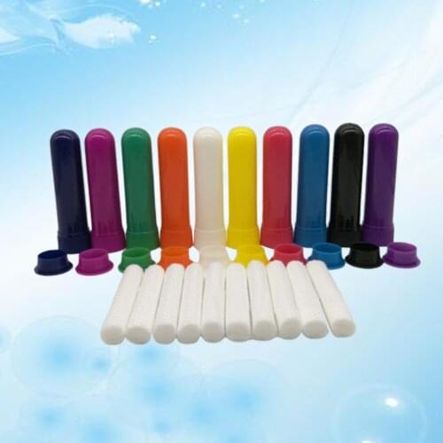 20Pcs Aromatherapy Blank Nasal Inhaler Tubes Refillable Empty Tubes Nose Nasal Container with Cotton Bar (Mixed Color)