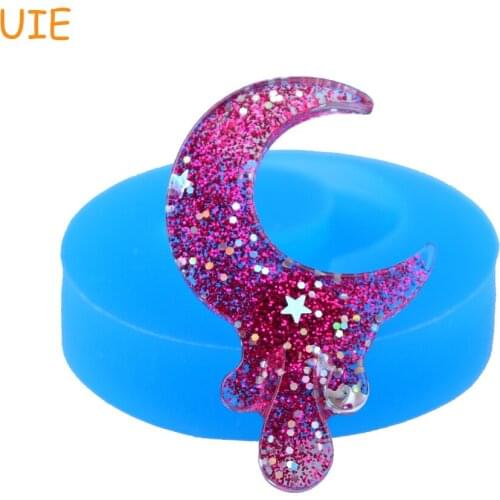PYL590U 39.1mm Drippy Luna Silicone Push Mold - Crescent Moon Mold Fondant, Sugarcraft, DIY Handmade, Jewelry, Resin, Chocolate