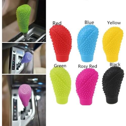 Silicone Car Shift Knob Cover Gear Lever Blue Black Rose Green Red Gear Handle Protector Non-slip Covers