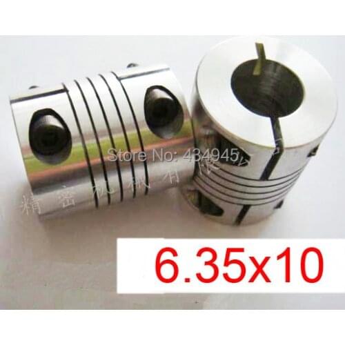 6.35x10 6.35mm 10mm Spiral coupling,Clamping coupler,Clamp shaft coupling CNC Motor rod Screw thread Winding coupling D25 L30