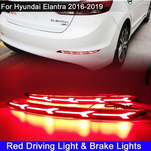LED Rear Bumper Reflector Lamp Running Light With Tail Brake Stop Lights For Hyundai Elantra 2016 2017 2018 2019
