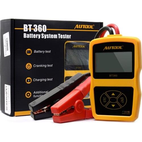 AUTOOL BT360 12V Digital Car Battery Tester for Flooded GEL BT-360 12 Volt Automotive Battery Analyzer CCA Multi-language