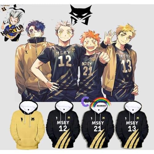 Anime Haikyuu Hoodie Sweatshirt Cosplay Hoody Hinata Shouyou MSBY Schweiden Adlers Hooded Hoodies Volleyball Uniform Pullover
