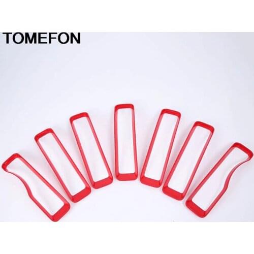 TOMEFON For Jeep Wrangler SUV 2018 2019 Front Grille Cover Trim Frame Garnish Strip Sticker Exterior Accessories ABS Plastic