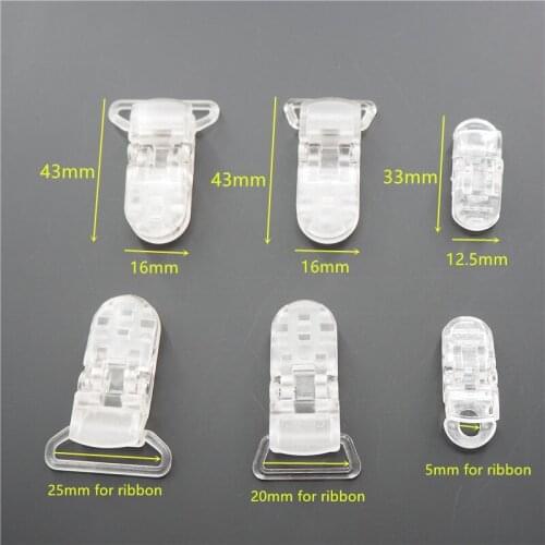 Chengkai 1000pcs Clear Plastic Pacifier Clips DIY Aligator Baby Dummy Suspender Lanyard Chain Holder Clip 5mm Gap for Ribbon