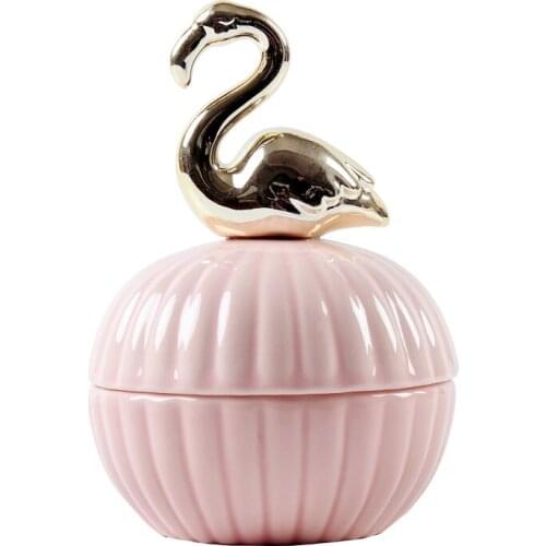 Wedding Jewelry Box Can Storage Ceramic European Candy Box Pink White Flamingo Creative Gift Box Married Bridesmaid Cute Bird