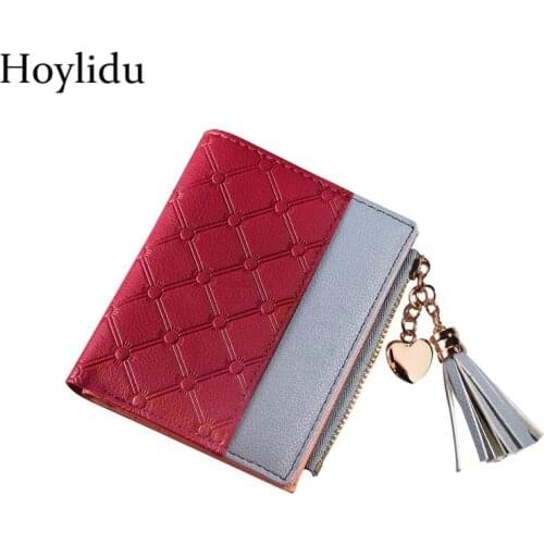 PU Leather Wallet Womens Purse Fashion Tassel Small Credit Card Holder Women Hasp Mini Wallets Female Short Coin Zipper Purses