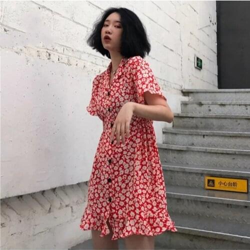 Bella Philosophy Summer Botton Dress Boho Print Beach Dress Sexy V-neck Wrap Vintage Mini Dress Elegant Ruffles Holiday Vestidos
