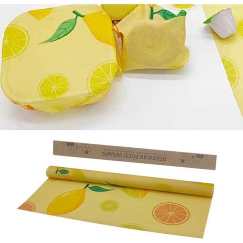 1Roll Fresh Food Wrap Practical Printed Pattern Wear-resistant Reusable Fresh Keeping Beewax Cover for Refrigerator Food Storage