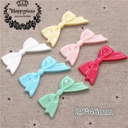 10pcs Kawaii Resin Bowknot Flatback Cabochon Charm DIY Hair Bow Center Decoration,25*46mm
