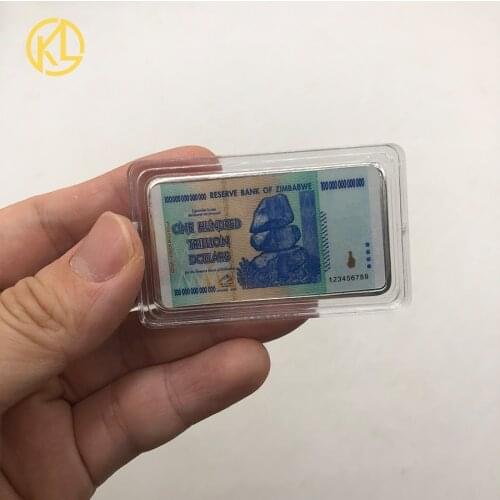 10 pc Zimbabwe One Hundred Trillion Dollars Sliver Plated Bar Home Decor for Souvenir Coins Collectibles as nice gift