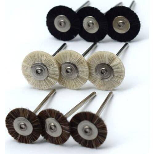 144PCS Jewelry Brown/White/Black Bristle Brushes With 2.35MM Shank For Jewelry Polishing 19/22/25MM