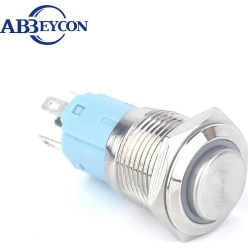 16310F High flush head illuminated led button switch 1NO1NC momentary push button switch