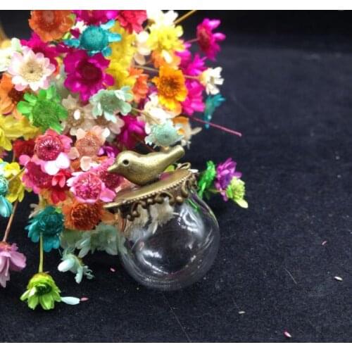 20sets/lot 20*15mm 15mm opening glass globe with base and bird set glass bottle glass vials pendant handmade jewelry findings