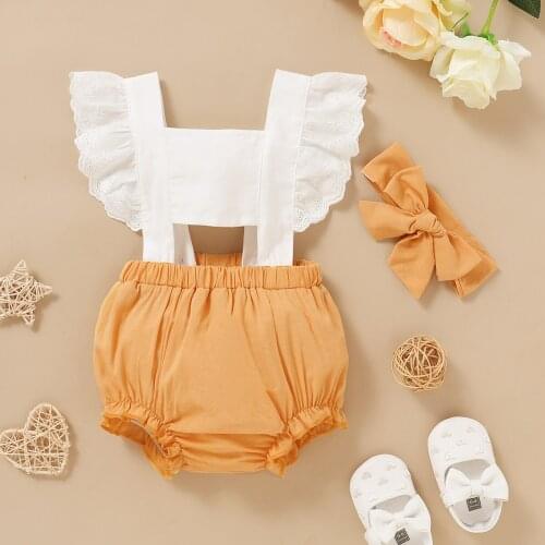 2020 Summer Newborn Baby Girl Clothes Rompers Sleeveless Floral Ruffle Jumpsuits One-piece Outfit 0-18M