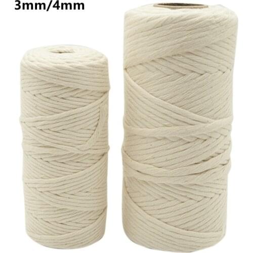 3mm 4mm Macrame Rope Twisted String Cotton Cord For Handmade Natural Beige Rope DIY Home Wedding Accessories Gift