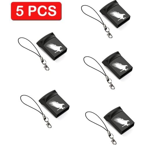 5 PCS/Batch Mini Metal USB 2.0 Flash Drives 64GB 32GB Free Custom LOGO Pen Drive Pendrive U disk Memory Stick Beautiful Gift