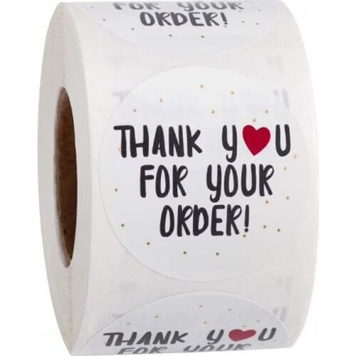 500pcs/Roll 1inch/Roll Fashion flower thank you sticker round sticker for holiday gift food gift decoration packaging