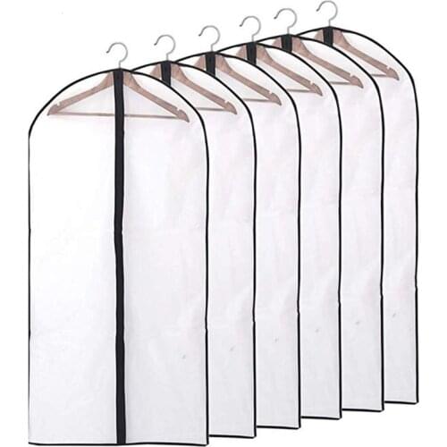 6pcs/set Transparent Clothing Covers Garment Suit Dress Jacket Clothes Coat Dustproof Protector Travel Bag Dust