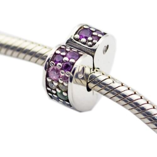 925 Original Silver Beads Multi-Colored Arc of Love Clip Fits European Woman DIY Bracelets Beads For Jewelry Making