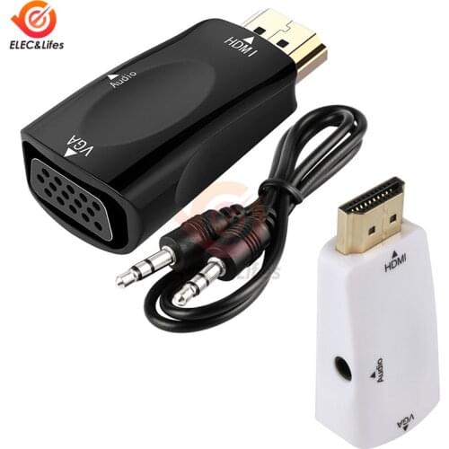 HDMI Male to VGA 15 Pin Female Adapter Audio Cable Converter FHD 1080P 720P 480P For PC DVD PS3 Laptop TV Box Computer Apple TV