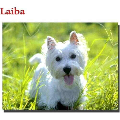 5D DIY Diamond diamante west highland white terrier Diamond painting cross stitch puppy Full Square Dog Cute pet Wall Stickers