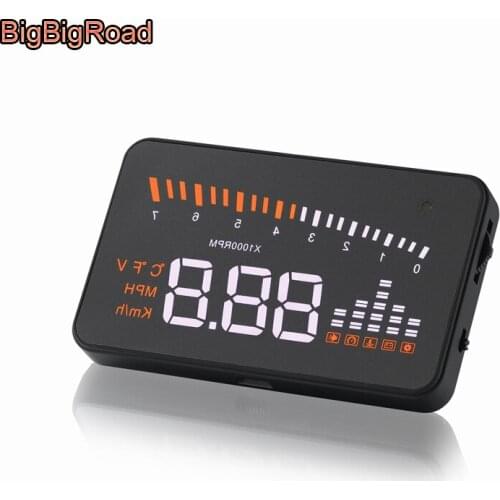 BigBigRoad Car HUD Head Up Display Windscreen Projector OBD2 II Connector Odometer Vehicle Speed Warning