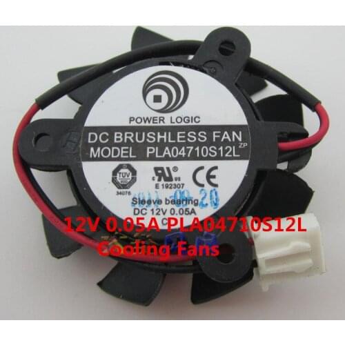 Fast Free Ship For Power logic PLA04710S12L 12V 0.05A Diameter 37mm,Pitch-row 25mm,9cm Wire Cooling Fan