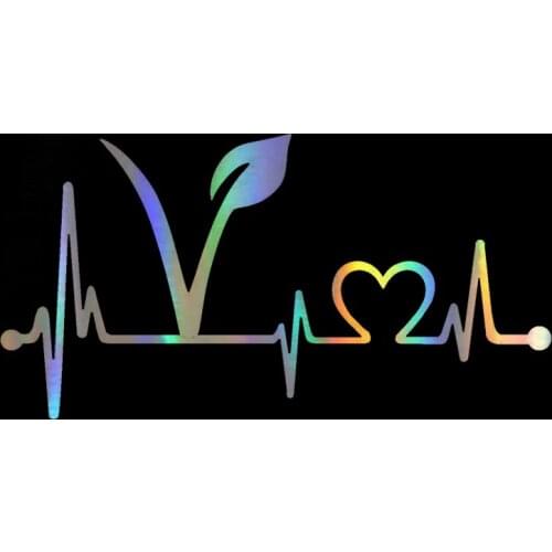 DecalsMe Car Sticker 3D Vegan Vegetarian Heartbeat Lifeline Cycling Sticker On Car Funny Stickers Decals Vinyl Car Styling