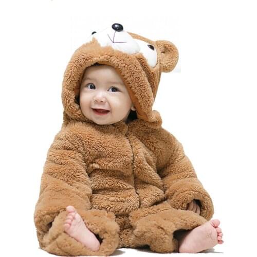 Baby Boy Animal Romper Newborn Girl Winter Flannel Cotton Warm Jumpsuit Toddler Long Sleeve Outfit Clothes Infant Body Costume