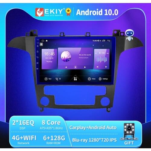 EKIY 6+128G 8 CORE Autoradio Android 10 For Ford S-Max Ford S Max 2007 2008 Car Radio Multimedia Blu-ray IPS Navi GPS BT no 2din