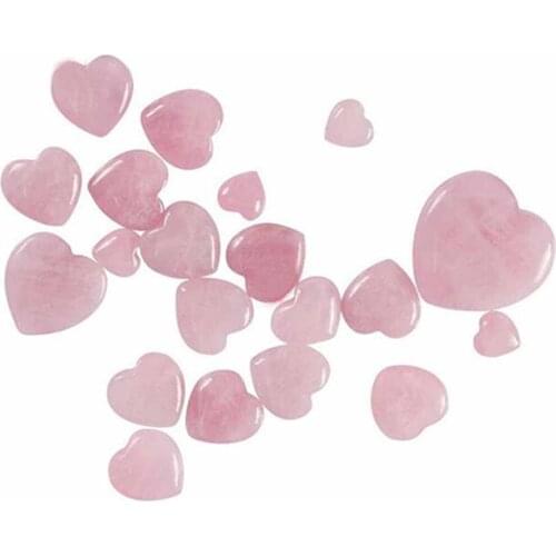 Feng Shui Rose Quartz Pocket Mini Puff Heart Worry Healing Palm Stone W3440-2