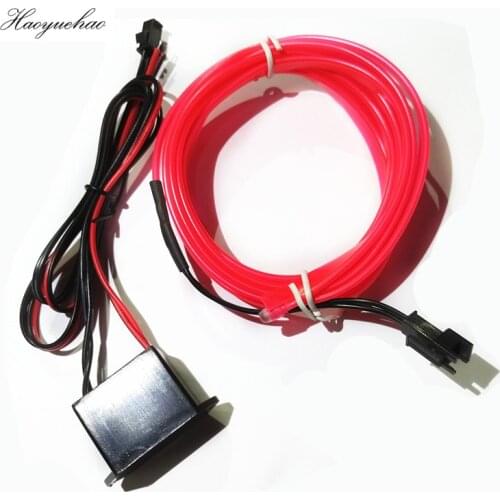 Haoyuehao 3M Blue flexible Auto Car Interior LED EL Wire Rope Tube Line neon light glow salon flat strip Pathway Lighting 12V