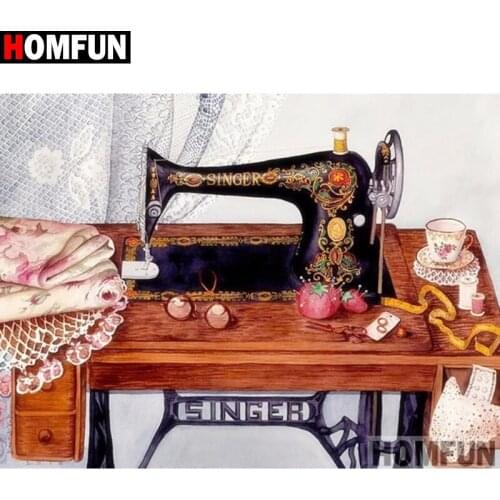 HOMFUN Diamond Painting Cross Stitch Pattern 5D Diamond Embroidery "Sewing machine" Home Decor DIY diamond Art A27147