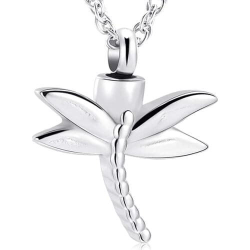 XWJ8120 Memorial Urn Cremation Necklace Dragonfly Shape Pet Ash Locket Casket Keepsake for Animal Dog/ Cat Stainless Steel Urns