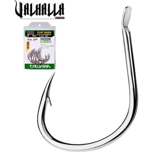 VALHALLA 10Pcs Barbed Fishing Hooks1/0#-5/0# Flatted High Carbon Steel Octopus Carp Single Hooks Supplier Fishhooks Tackle Set