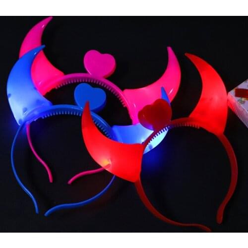 Luminescent horn headdress flashing birthday christmas colorful horn lamp hairband concert party props childrens gift stalls