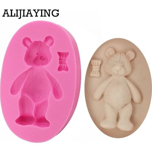 M1235 DIY silicone Bear handmade soap mold Bow soap making Cake baking accessories silicone cupcake mold