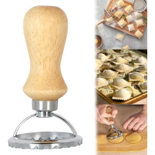 Metal Round Square Cookie Cake Pastries Mold Cutter Stamp with Wooden Handle